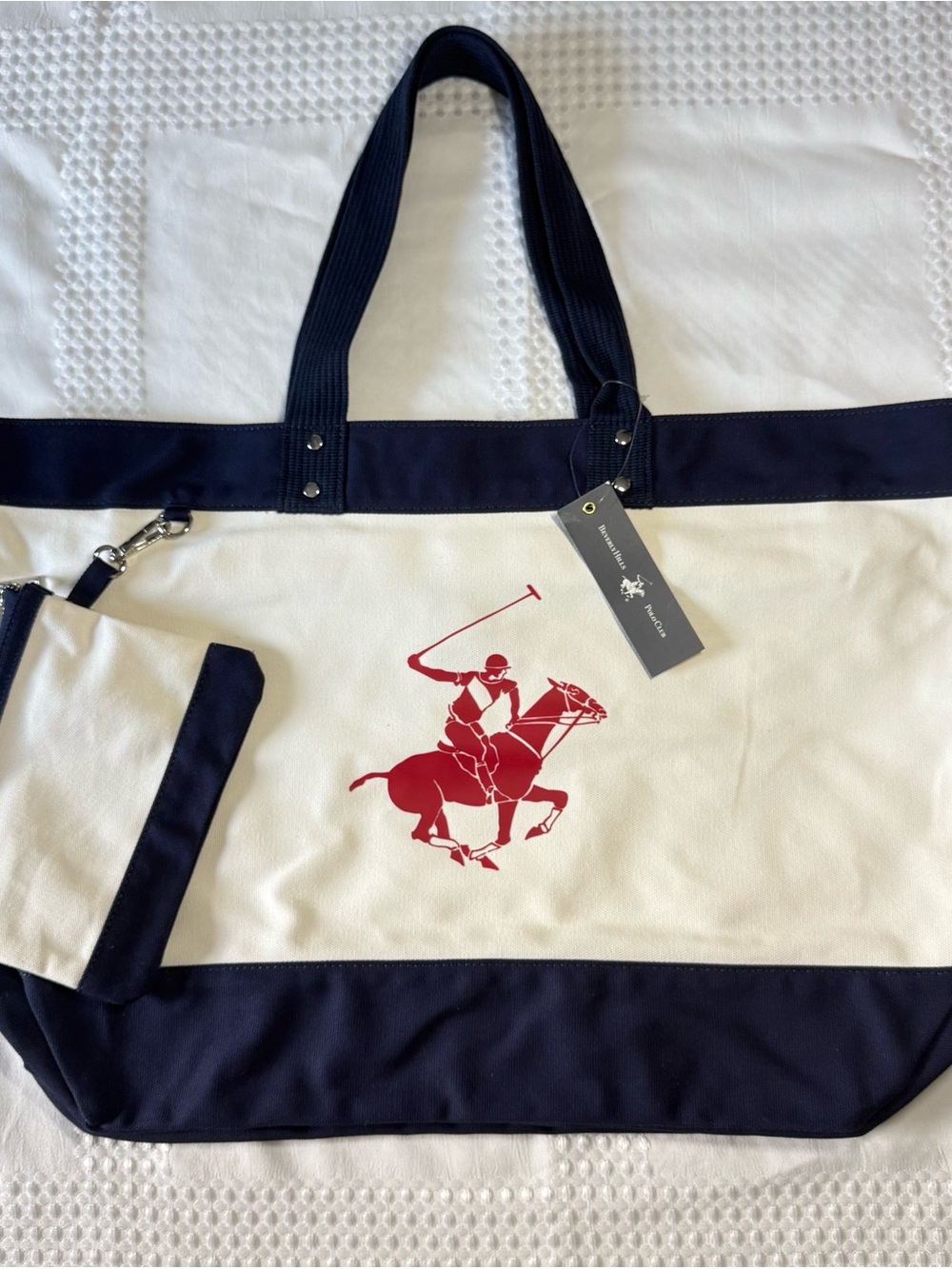 Polo Ralph Lauren Canvas Tote with Red Polo Player